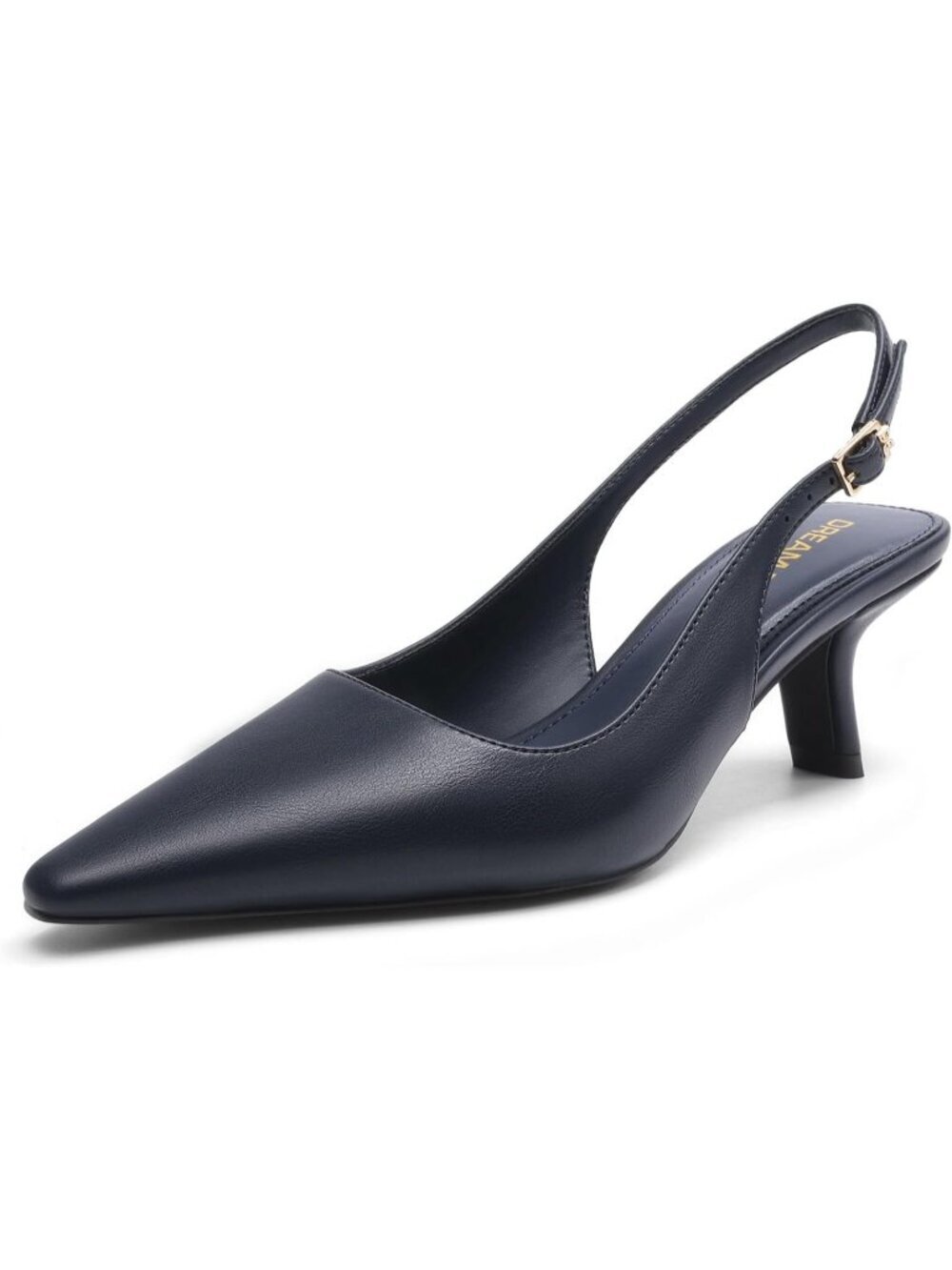 〽️Women Navy Slingback Kitten Heels Pointed Toe Pumps Comfortable High-Heel Shoe